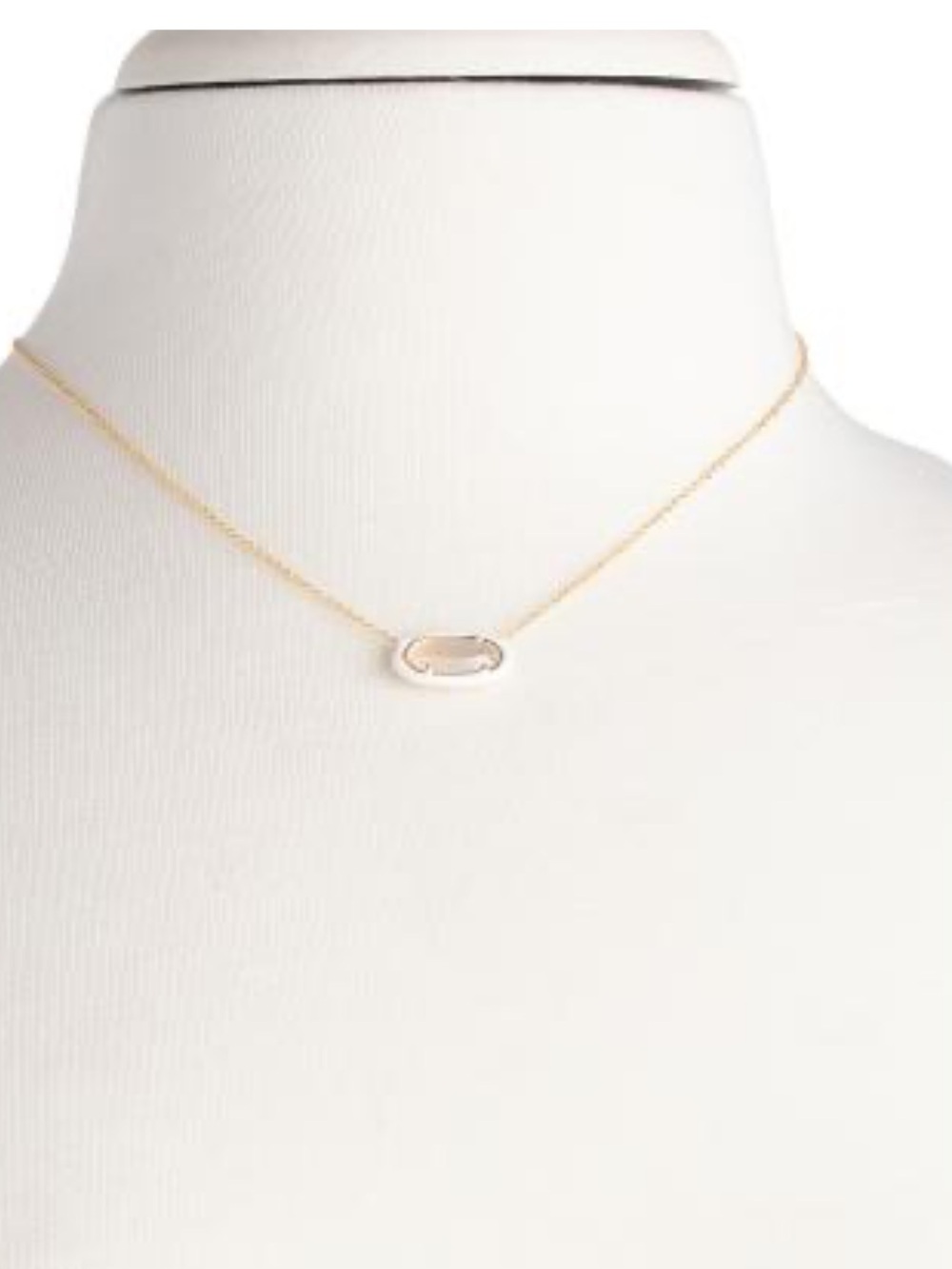 NWT Kendra Scott Gold Ivory Enamel Mini Frame Pendant Necklace